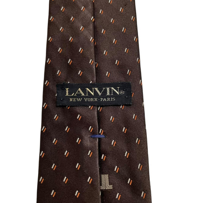 Lanvin brown silk tie with subtle sheen and classic design.