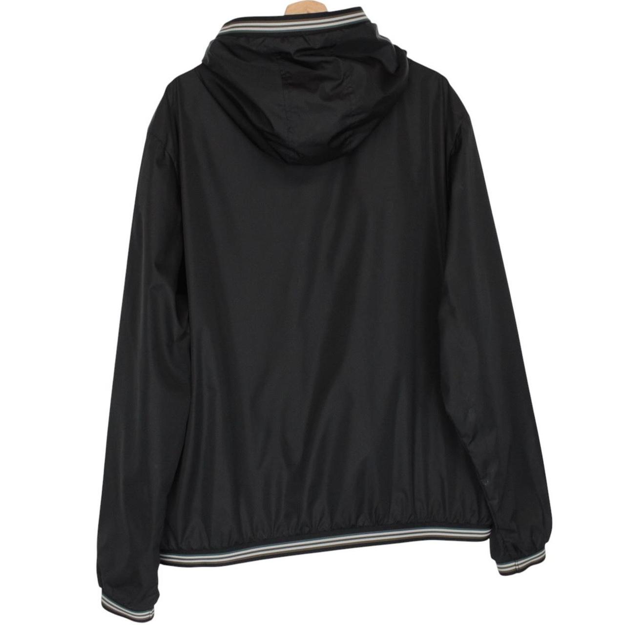 Moncler black windbreaker jacket full zip nylon with logo detail and excellent condition.