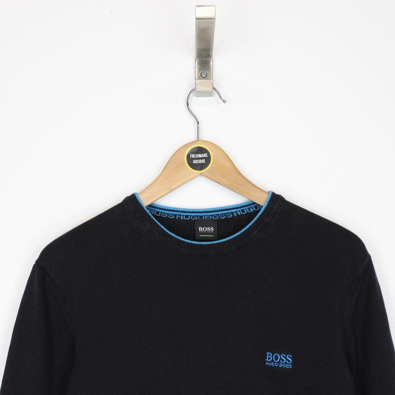 Hugo Boss Black and Blue Cotton Knit Jumper