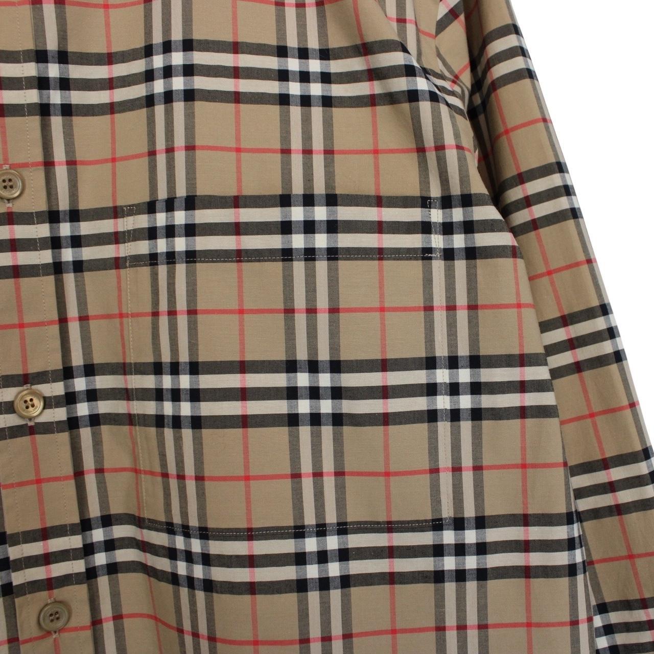 Burberry Tan Brown Nova Check Long Sleeve Poplin Cotton Shirt