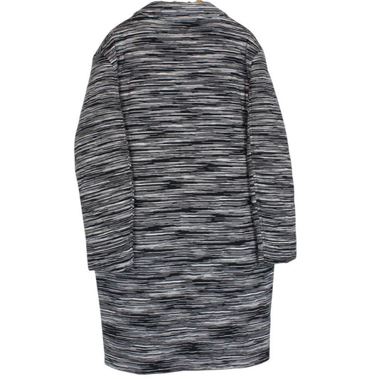 Missoni Black and White Striped Button Up Cotton Coat