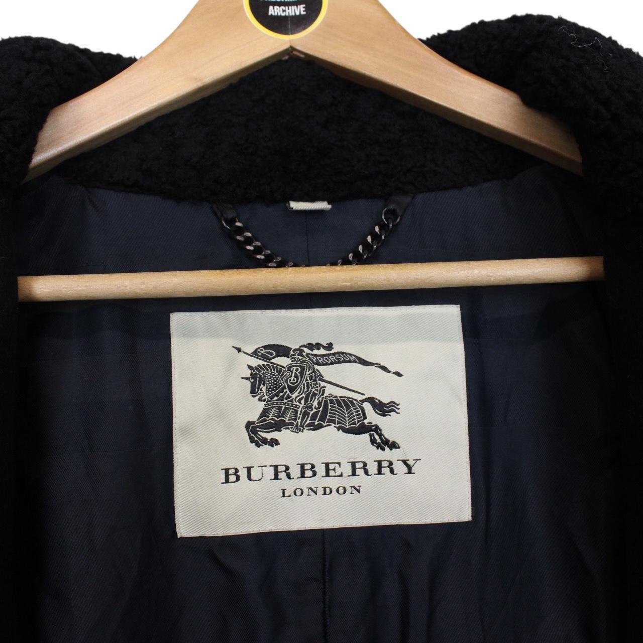 Burberry Black Double Breasted Cashmere Virgin Wool Blend Pea Coat