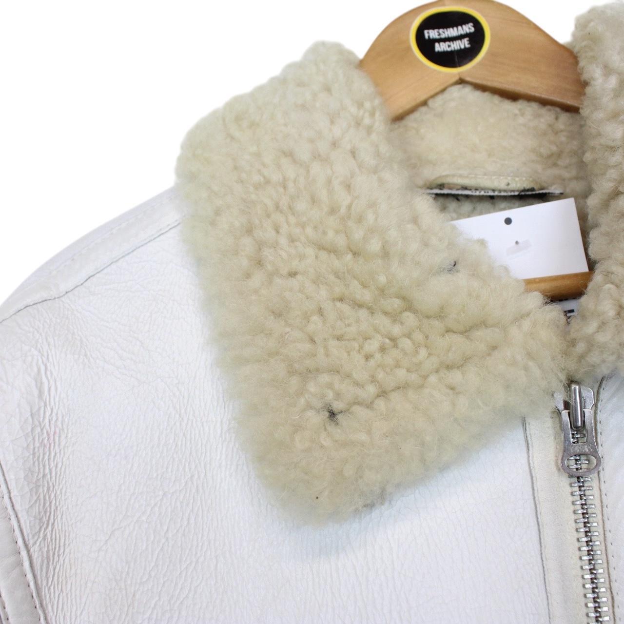 Vintage Stone Island AW 2006 White Shearling Sheepskin Hand-Painted Leather