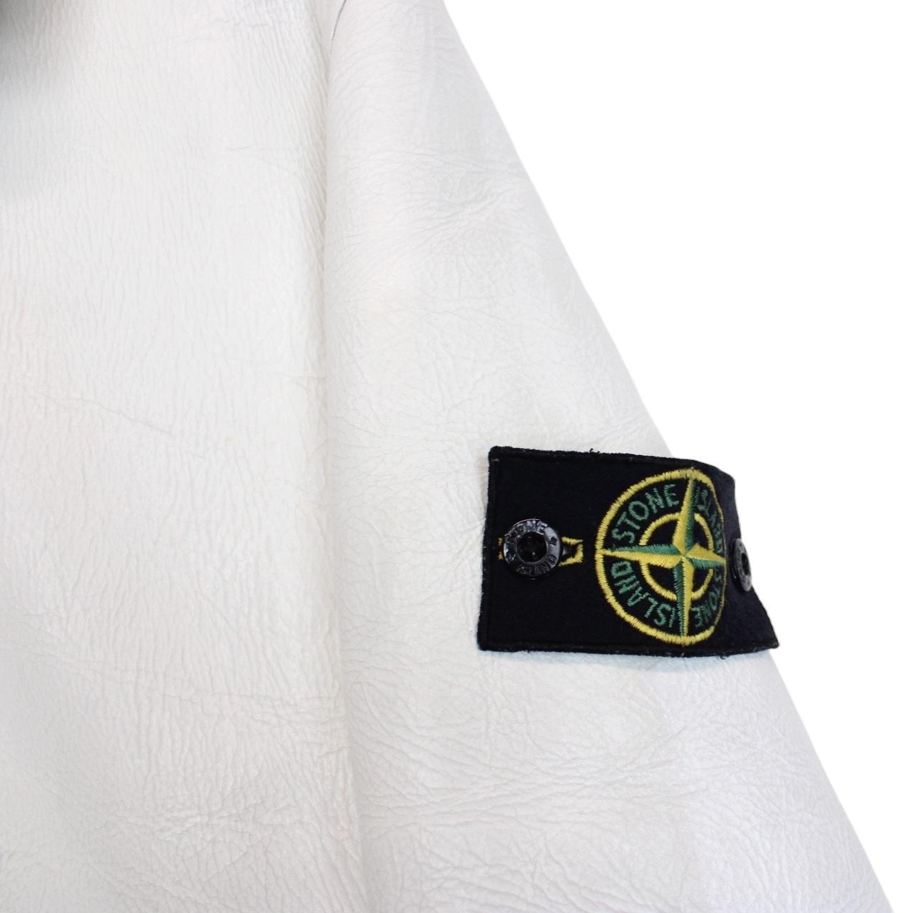 Vintage Stone Island AW 2006 White Shearling Sheepskin Hand-Painted Leather