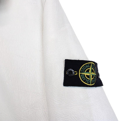 Vintage Stone Island AW 2006 White Shearling Sheepskin Hand-Painted Leather
