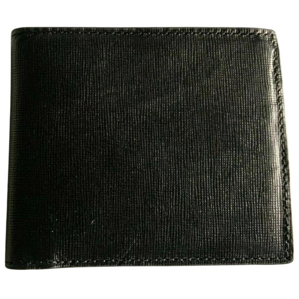 Paul Smith black bifold wallet textured crosshatch leather with logo detail.