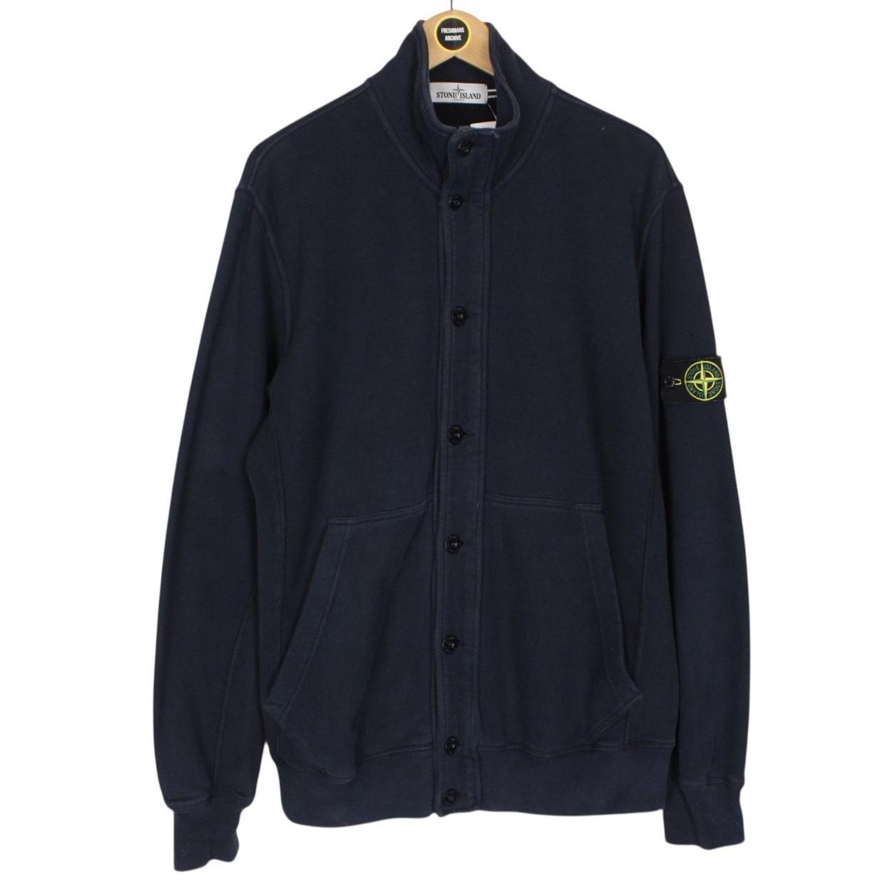 Stone Island Navy Blue Button Up Cotton Cardigan Jumper