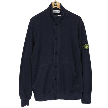 Stone Island Navy Blue Button Up Cotton Cardigan Jumper