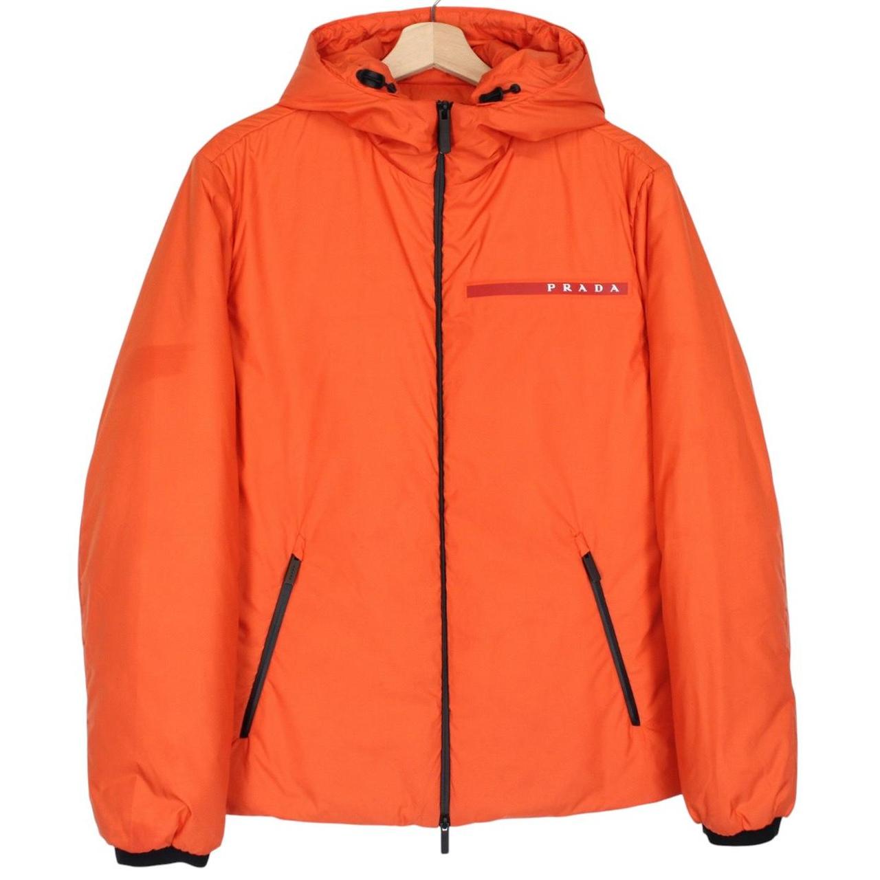 Prada Linea Rossa Technical Nylon Orange Full Zip Padded Jacket