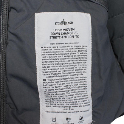 Stone Island AW 2019 Grey Loom Woven Chambers Stretch Nylon TC Down Jacket