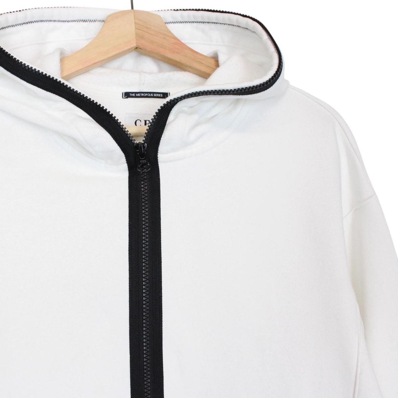 CP Company Metropolis White 1/4 Zip Cotton Hoodie Jumper