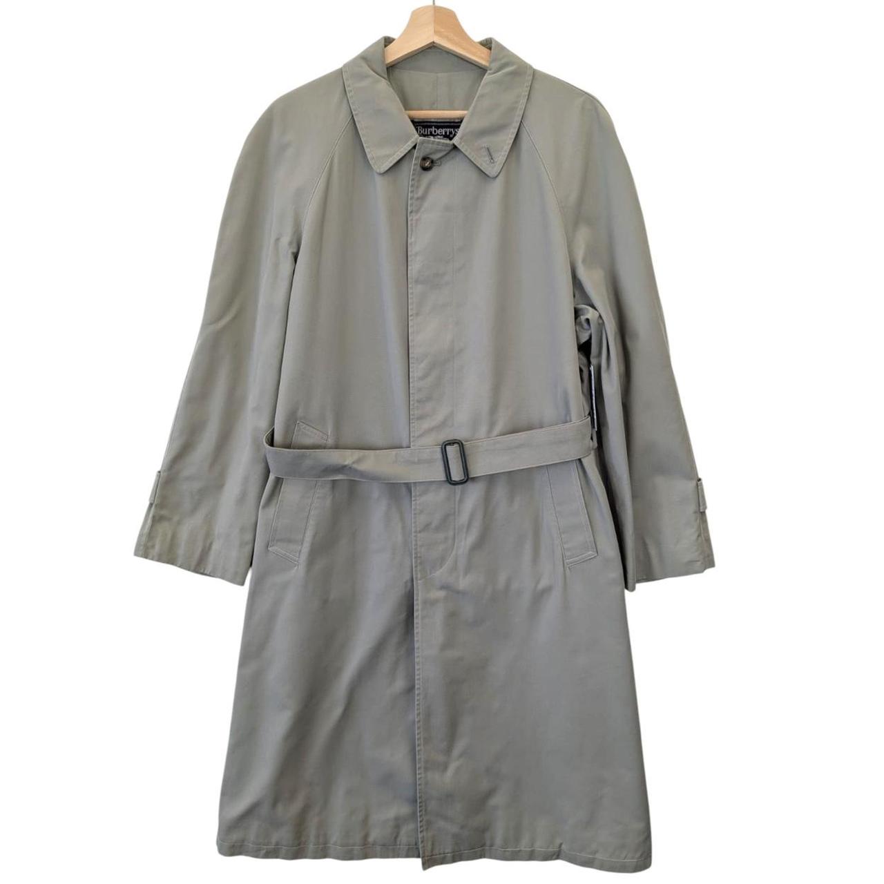 Vintage 90s Burberry Grey Belted Single Breasted Trench Coat