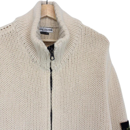 Vintage Stone Island AW 2003 Cream President Wool Knit Jacket