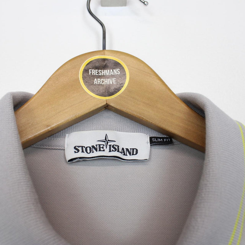 Stone Island Grey Short Sleeve Compass Cotton Polo Shirt