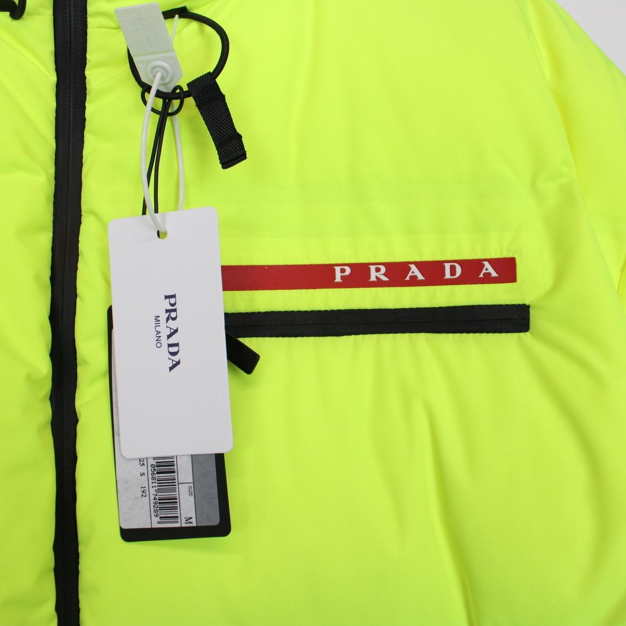 Prada Linea Rossa Luminescent Yellow Hooded Down Puffer Coat