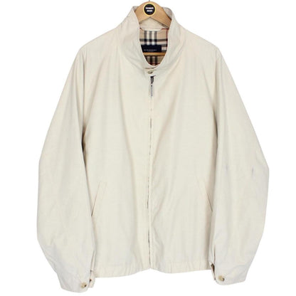 Vintage Burberry London Beige Nova Check Lined Nylon Harrington Jacket