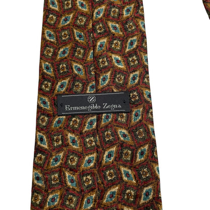 Ermenegildo Zegna multicoloured silk tie with intricate patterns and luxurious sheen.