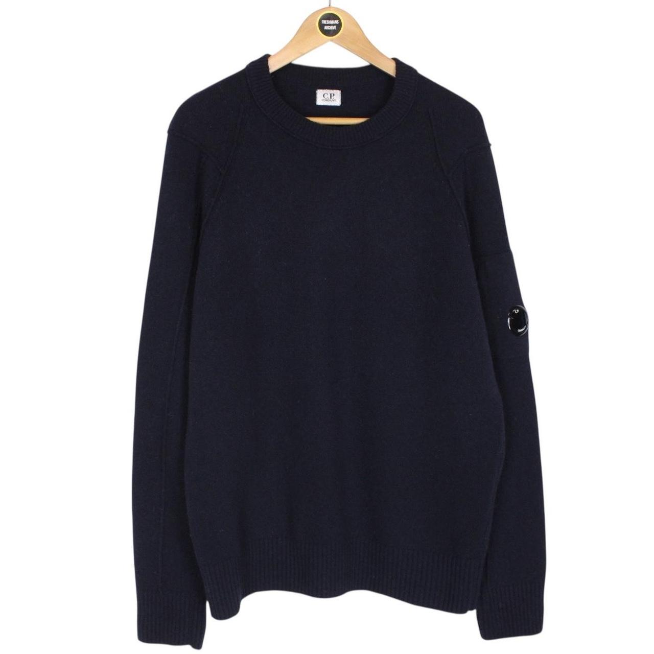 CP Company Navy Blue Wool/Nylon Knit Goggle Sweatshirt Jumper