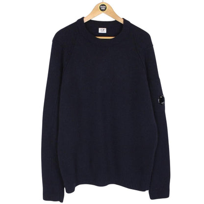 CP Company Navy Blue Wool/Nylon Knit Goggle Sweatshirt Jumper