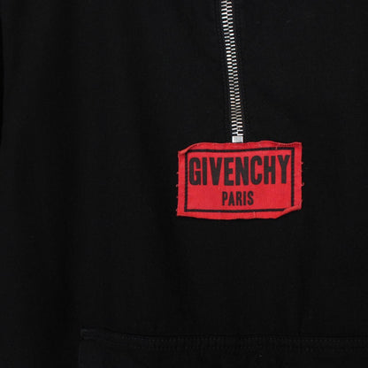 Givenchy Paris Black and Red Box Logo Cotton Smock Jacket