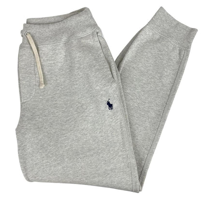 Polo Ralph Lauren grey joggers with embroidered logo and soft cotton material.