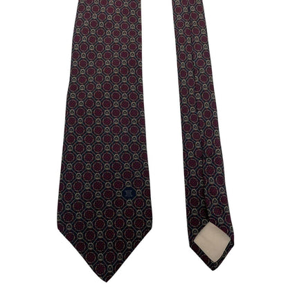 Vintage Celine Paris Burgundy and Navy Blue Silk Tie