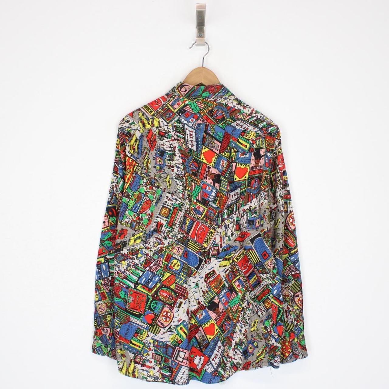 Vintage 90s Moschino Multicoloured Cartoon Print Long Sleeve Shirt