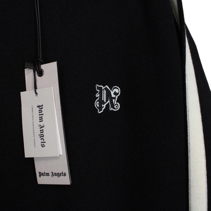 Palm Angels Black and Off White Wool Knit Monogram Track Jumper