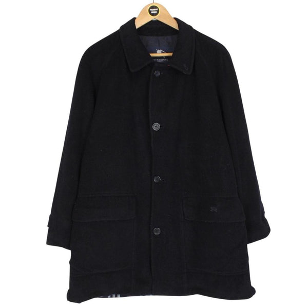 Vintage Burberry London Navy Blue Nova Check Lined Wool Jacket