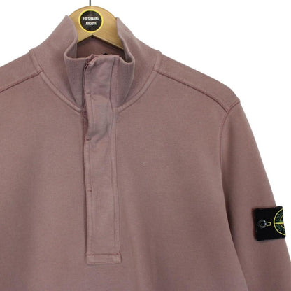 Stone Island AW 2018 Pink 1/4 Zip Cotton Sweatshirt Jumper