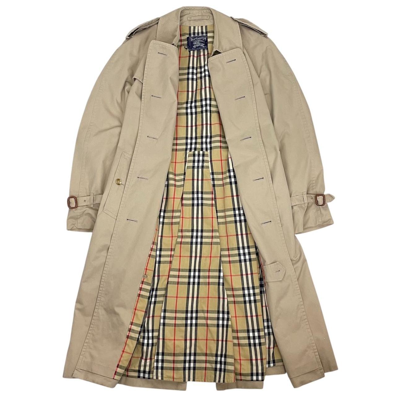 Vintage 90s Burberry Tan Brown Nova Check Double Breasted Belted Trench Coat