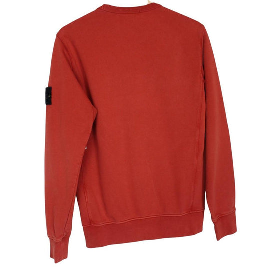 Stone Island red cotton sweatshirt with logo badge and ribbed cuffs.
