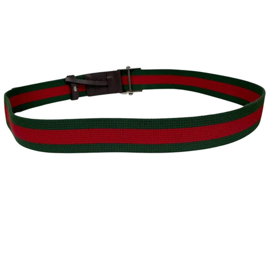 Gucci Red and Green Fabric Belt with GG Buckle