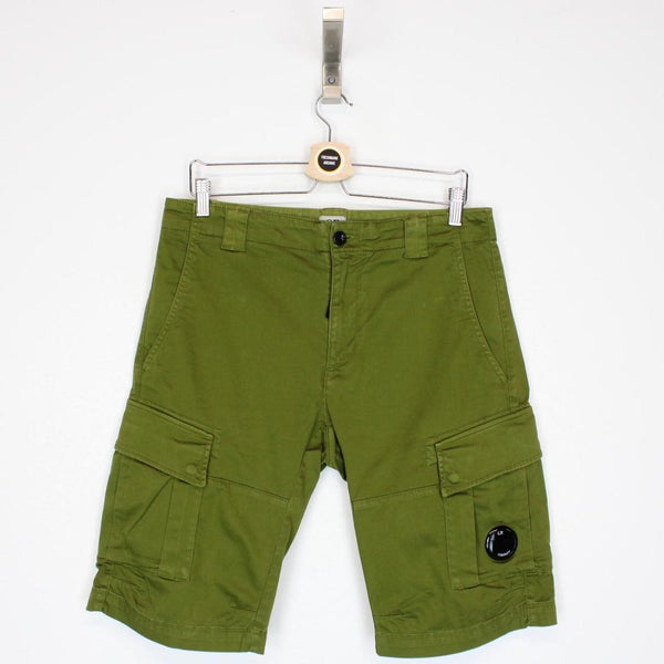 CP Company Green Cotton Lens Cargo Shorts