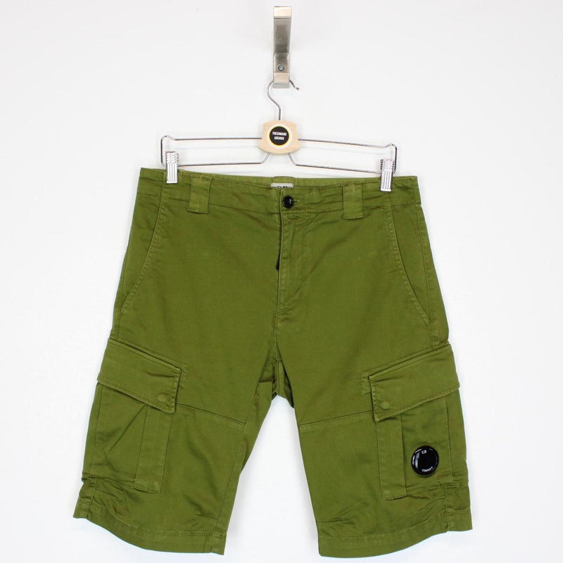 CP Company Green Cotton Lens Cargo Shorts