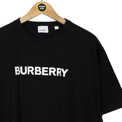 Burberry Black and White Logo Print Spellout Short Sleeve T-Shirt