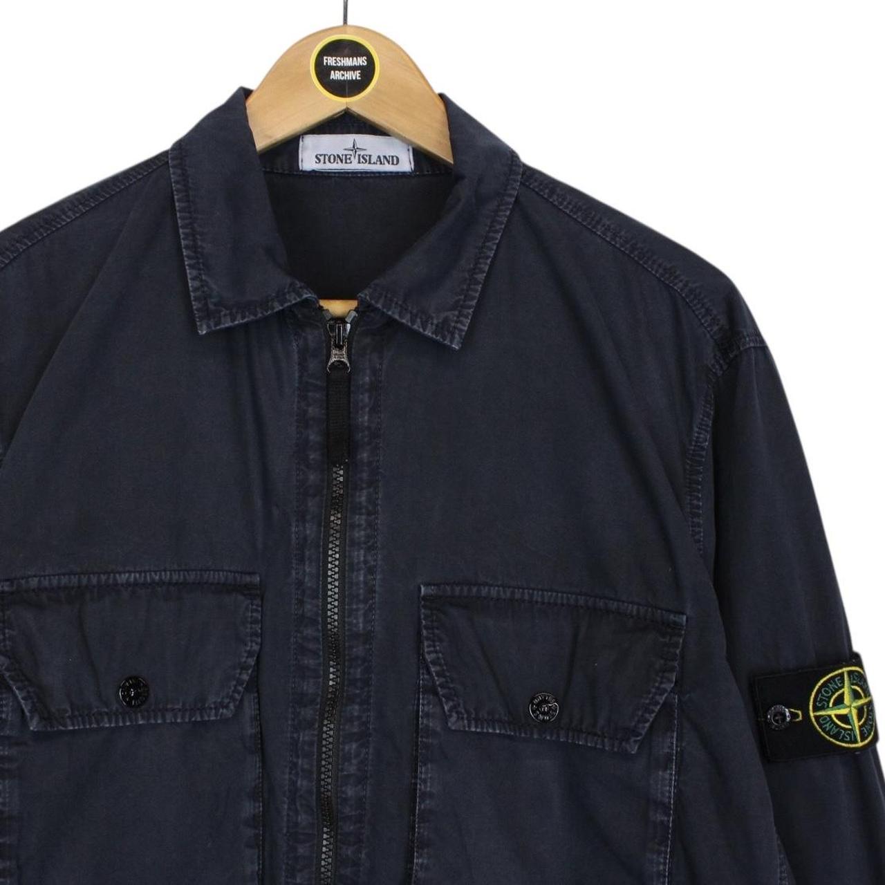 Stone Island AW 2021 Navy Blue Full Zip Cotton Overshirt Jacket
