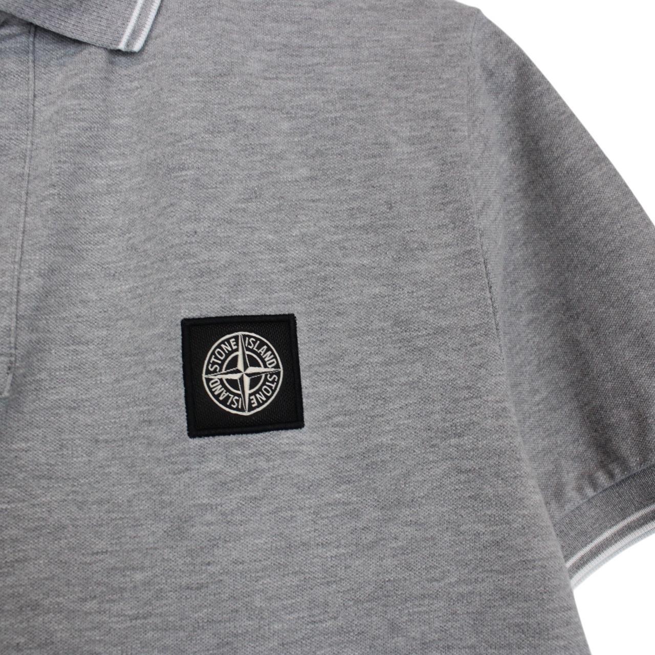 Stone Island Grey Short Sleeve Compass Cotton Polo Shirt