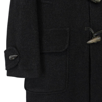 Vintage Aquascutum Dark Grey House Check Wool Blend Duffle Coat