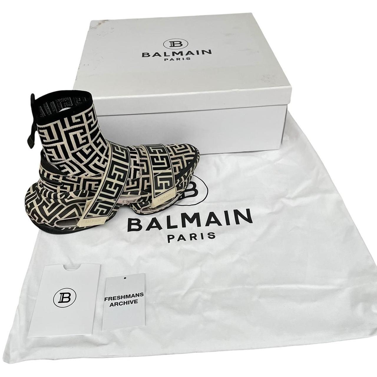 Balmain Black and Cream B-Bold Monogram Sock Trainers