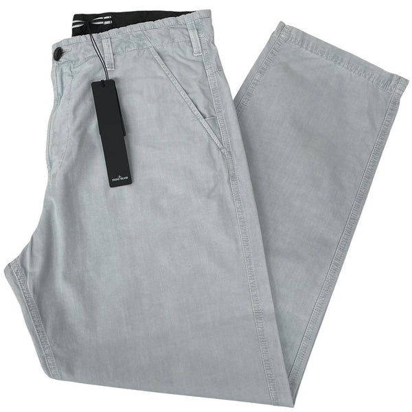 Stone Island SS 2024 Light Blue LO Fit Cotton Trousers