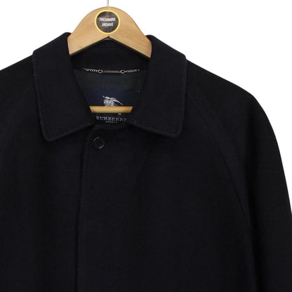 Vintage Burberry London Navy Blue Cashmere Wool Blend Overcoat