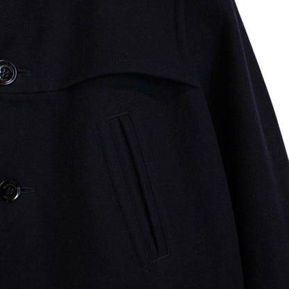 Burberry Brit Navy Blue Button Up Nova Check Lined Wool Jacket