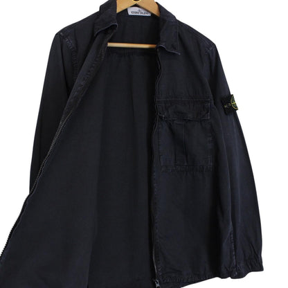 Stone Island AW 2019 Navy Blue Full Zip Cotton Overshirt Jacket