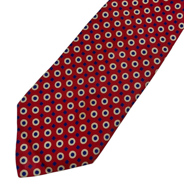 Abercrombie & Fitch vintage silk tie red and blue with classic pattern design.