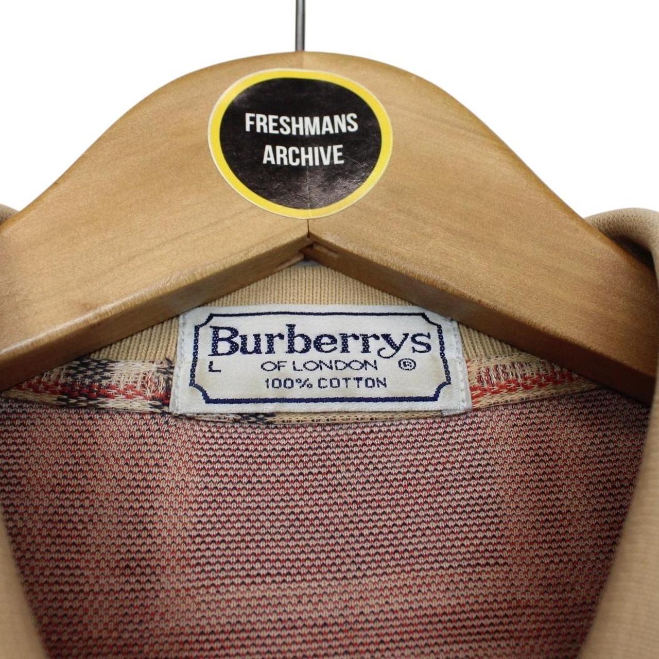 Vintage 90s Burberry Tan Brown Nova Check Long Sleeve Cotton Polo Shirt