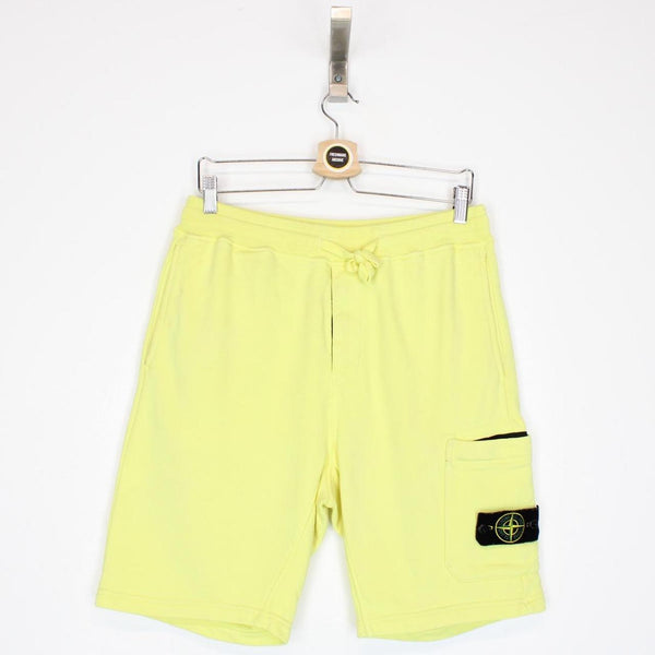 Stone Island SS 2020 Lemon Yellow Cotton Jogger Shorts