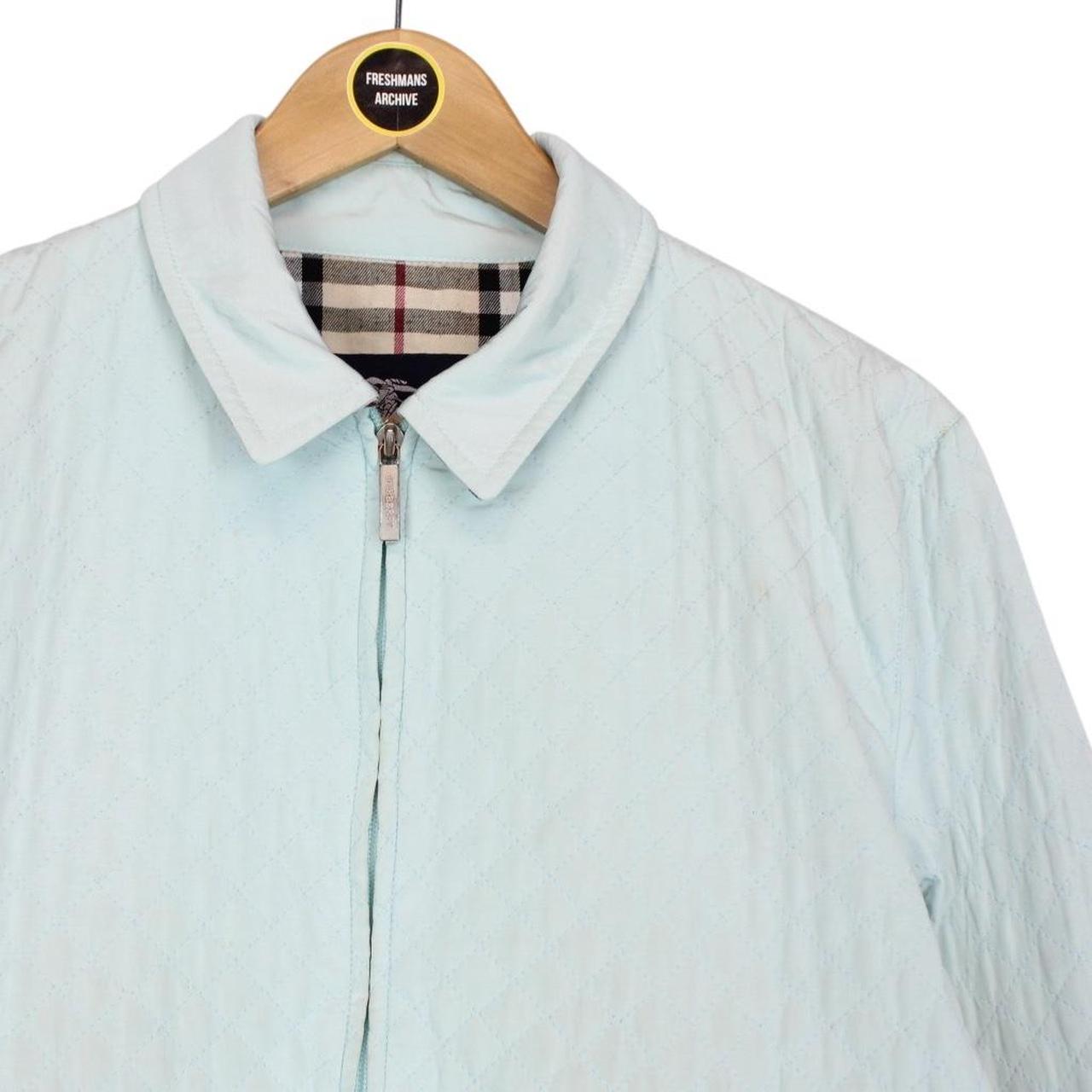 Burberry London Light Blue and Tan Nova Check Quilted Jacket