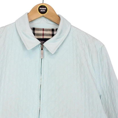 Burberry London Light Blue and Tan Nova Check Quilted Jacket