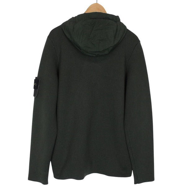 Stone Island AW 2012 Green Full Zip Wool Knit Nylon Hoodie Jumper